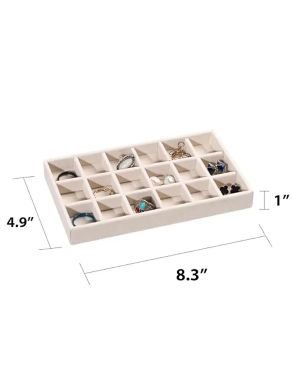 Velvet Jewelry Organizer Tray Set Stackable Ring Earring Necklace Storage Box